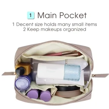 Compact Vegan Leather Makeup Bag for Stylish Organization