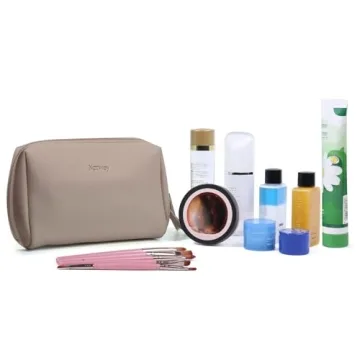 Compact Vegan Leather Makeup Bag for Stylish Organization