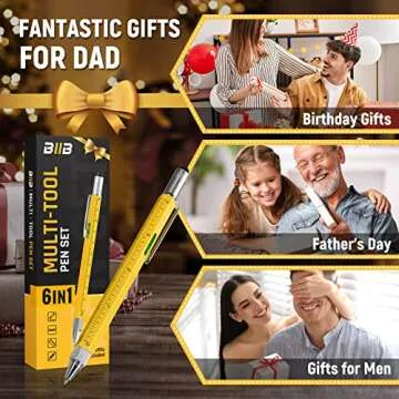 BIIB Gifts for Men, Multitool Pen Birthday Gifts for Men, Cool Gadgets Gifts for Him, Mens Gifts for Boyfriend, Husband, Grandpa, Gifts for Dad Who Wants Nothing, Unique Tools for Men, DIY Handyman