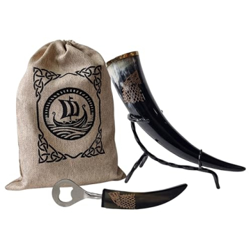 Genuine Handcrafted Game of Thrones Ale Horn with Brass Rim - Perfect Gift Inspired by House Stark