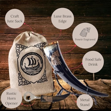 Handcrafted Game of Thrones Ale Horn - House Stark Gift