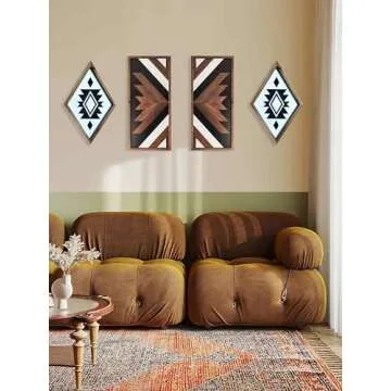 Flangairy Aztec Wall Decor | Rustic Wooden Art for Home