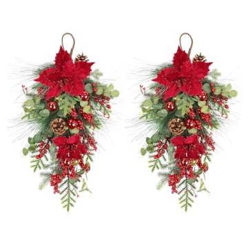 Stylish 2 Pcs Christmas Teardrop Swags for Your Home