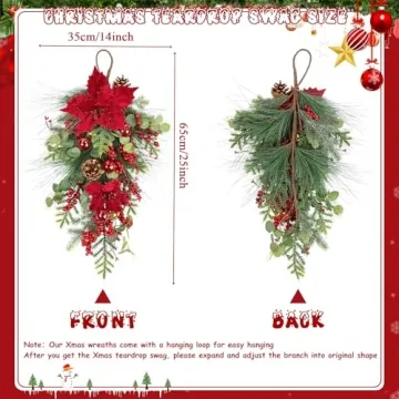 Stylish 2 Pcs Christmas Teardrop Swags for Your Home