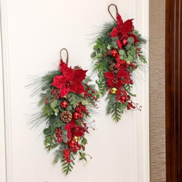 Stylish 2 Pcs Christmas Teardrop Swags for Your Home