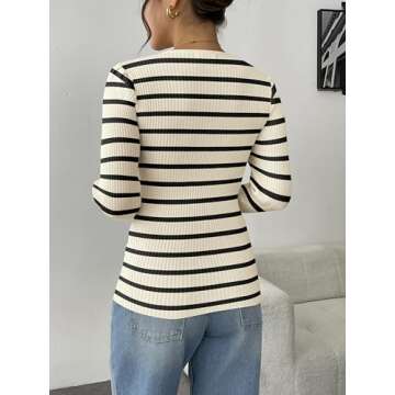 Zeagoo Fall Sweaters for Women 2024 Casual Long Sleeve Shirts V Neck Pullover Puff Slim Fit Tops