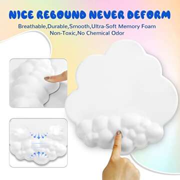 Gaming Mouse Pad Wrist Rest,Ergonomic Cloud Wrist Rest Mousepad with Gel Memory Foam,Non-Slip Rubber...