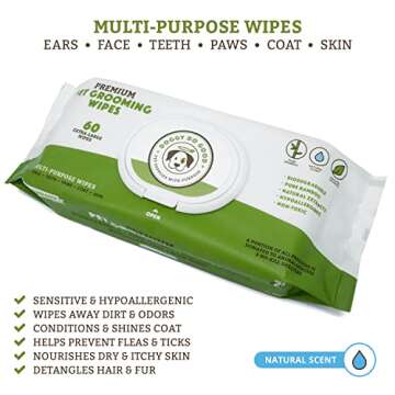 Dog Wipes - Eco-Friendly Grooming Wipes for Dogs & Cats - Soft and Deodorizing