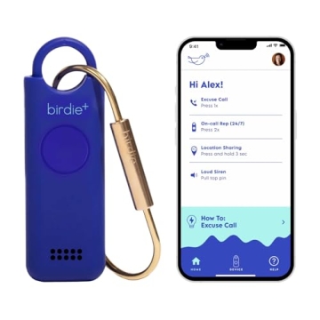 She’s Birdie - Birdie+ Smart Personal Safety Alarm for Women by Women–Loud Siren, Key Chain, 24/...