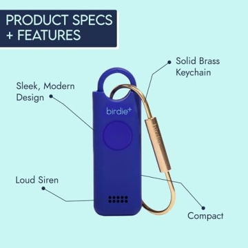 She’s Birdie - Birdie+ Smart Personal Safety Alarm for Women by Women–Loud Siren, Key Chain, 24/7 Live Rep, Emergency Alerts, Bluetooth Connection - 3 Month App Subscription Included (Indigo)