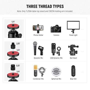 NEEWER Adjustable Camera Desk Mount with Overhead Arm