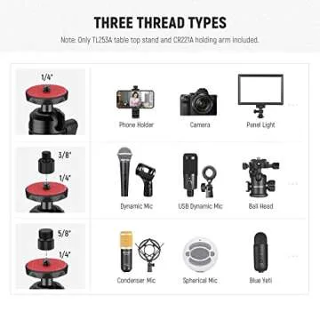 NEEWER Adjustable Camera Desk Mount with Overhead Arm