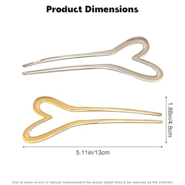 Elegant 2-Pack U-Shaped Heart Hairpins for All Styles