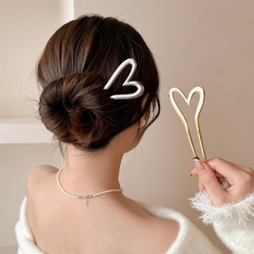 Elegant 2-Pack U-Shaped Heart Hairpins for All Styles