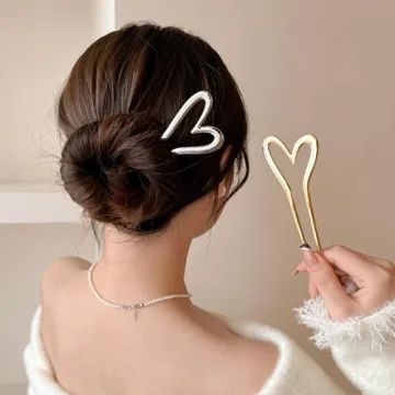 Elegant 2-Pack U-Shaped Heart Hairpins for All Styles