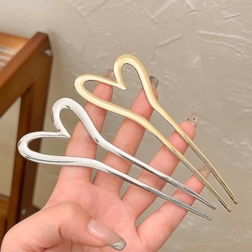 Elegant 2-Pack U-Shaped Heart Hairpins for All Styles