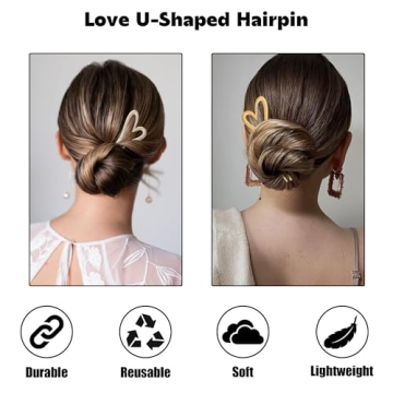 Elegant 2-Pack U-Shaped Heart Hairpins for All Styles