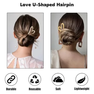 Elegant 2-Pack U-Shaped Heart Hairpins for All Styles