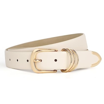 Stylish JASGOOD Faux Leather Women Belt Gold Buckle