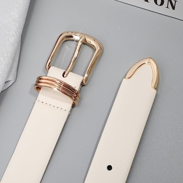 Stylish JASGOOD Faux Leather Women Belt Gold Buckle