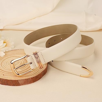 Stylish JASGOOD Faux Leather Women Belt Gold Buckle