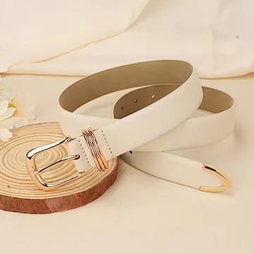 Stylish JASGOOD Faux Leather Women Belt Gold Buckle