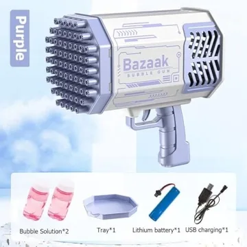 PAIE Bubble Gun Machine with Colorful Lights 69 Holes