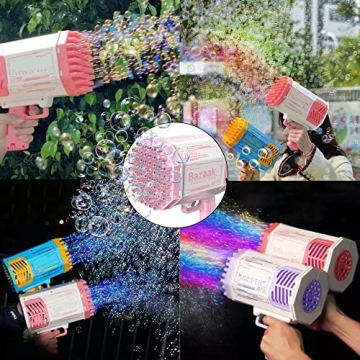 PAIE Bubble Gun Machine with Colorful Lights 69 Holes