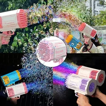 PAIE Bubble Gun Machine with Colorful Lights 69 Holes