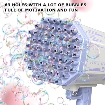 PAIE Bubble Gun Machine with Colorful Lights 69 Holes