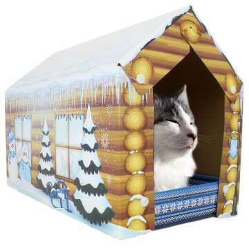 ACC Winter Cat House & Cat Scratcher w/ Bonus Catnip included