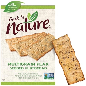 Back to Nature Multigrain Flax Seeded Flatbread Crackers - Dairy Free, Non-GMO, Made with Wheat Flou...