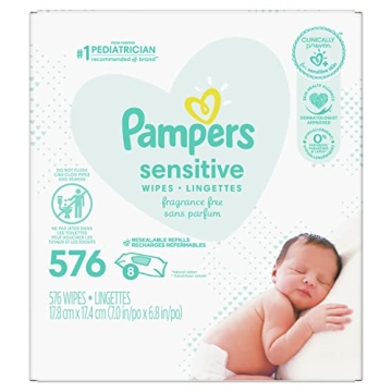 Pampers Sensitive Baby Wipes 576 Count Hypoallergenic & Gentle