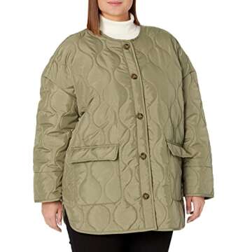 The Drop Women's James Quilted Loose Jacket, Olive, XXS