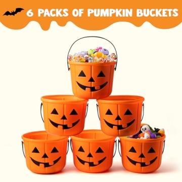 JOYIN 6PCS Halloween Trick or Treat Pumpkin Buckets for Kids