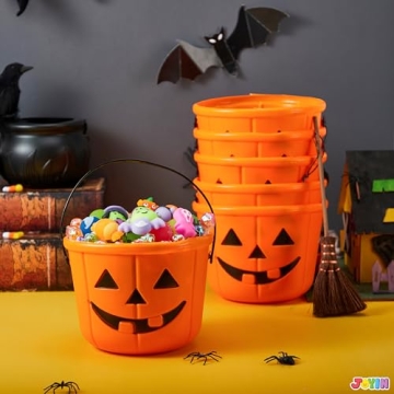 JOYIN 6PCS Halloween Trick or Treat Pumpkin Buckets for Kids
