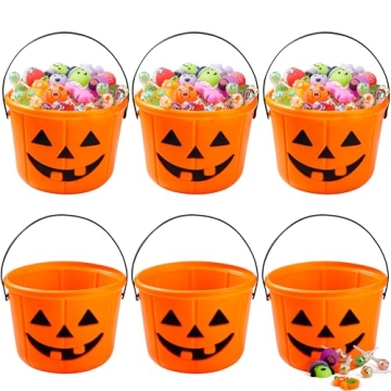 JOYIN 6PCS Halloween Trick or Treat Pumpkin Buckets for Kids