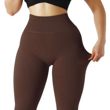 SUUKSESS Ribbed Seamless Workout Leggings for Women