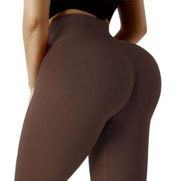 SUUKSESS Ribbed Seamless Workout Leggings for Women