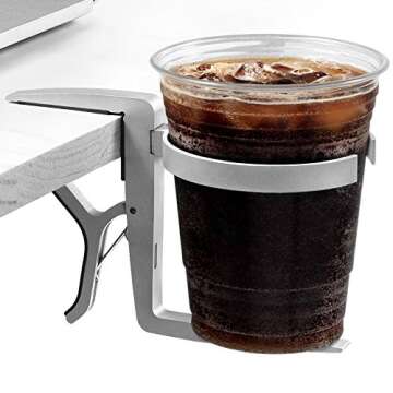 Vector Cup Holder -- Clip-on and Portable For Travel, Airplanes, Cafes, Desks, Tables and Wheelchairs