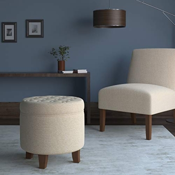 Homepop Round Velvet Ottoman Storage Seat for Living Room