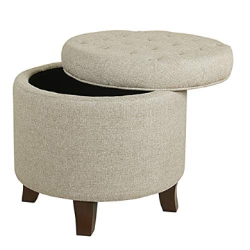 Homepop Round Velvet Ottoman Storage Seat for Living Room