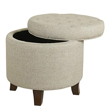 Homepop Round Velvet Ottoman Storage Seat for Living Room