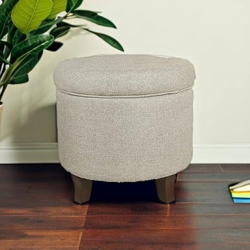 Homepop Round Velvet Ottoman Storage Seat for Living Room
