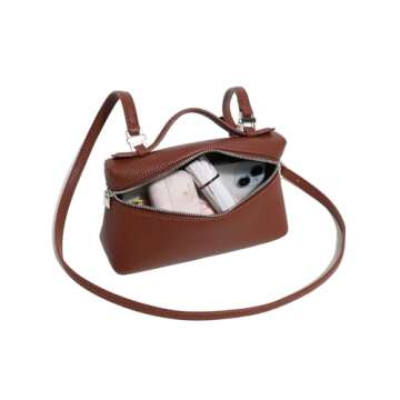 Crossbody Bag for Women Top-Handle Pouch Bag Designer Shoulder Leather Handbag Trendy Purse (Coffee)