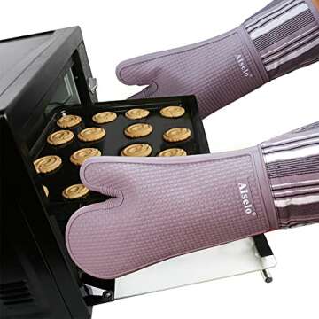 Alselo Silicone Oven Mitts for Safe Cooking and Grilling