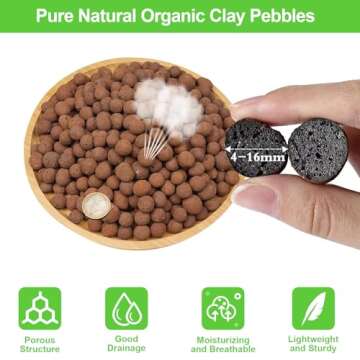 Riare 2 LBS Organic Expanded Clay Pebbles - 4mm-16mm Natural Leca Balls Lightweight Hydroponic Clay ...