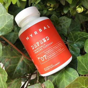 Hyrbal Defend Emergency Immune Support Supplement | Emergency C with Zinc | All Natural | Vitamin C, Echinacea, Elderberry Extract, L Glutamine, Turmeric, and Vitamin E | 60 Vegan Capsules