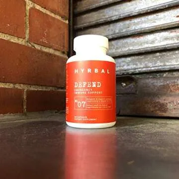 Hyrbal Defend Emergency Immune Support Supplement | Emergency C with Zinc | All Natural | Vitamin C, Echinacea, Elderberry Extract, L Glutamine, Turmeric, and Vitamin E | 60 Vegan Capsules