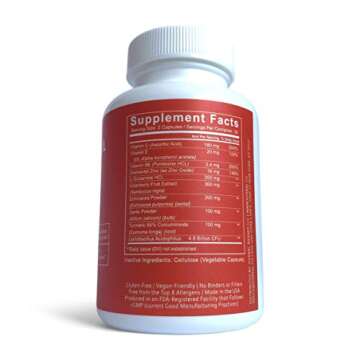 Hyrbal Defend Emergency Immune Support Supplement | Emergency C with Zinc | All Natural | Vitamin C, Echinacea, Elderberry Extract, L Glutamine, Turmeric, and Vitamin E | 60 Vegan Capsules